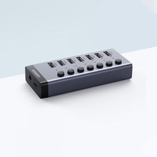 Заредете изображение във визуализатора на галерията – Ugreen multifunctional HUB 7in1 USB Type C - 7x USB Type A 3.0 PD DC 12V gray (CM481) - TopMag
