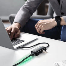 Заредете изображение във визуализатора на галерията – Ugreen 20264 RJ45 / USB-A 10/100Mbps HUB network adapter 3x USB-A 2.0 - black

