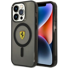 Заредете изображение във визуализатора на галерията – Original FERRARI hardcase Translucent Magsafe FEHMP14LURKK for Iphone 14 Pro Black
