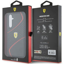 Заредете изображение във визуализатора на галерията – Original FERRARI Case - Twist Metal Logo hardcase FEHCS23FEPTWK for Samsung Galaxy S23 FE Black
