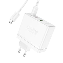 Заредете изображение във визуализатора на галерията – Borofone Wall charger BN11 Imperial - USB + 2xType C - QC 3.0 PD 100W with Type C to Type C cable white

