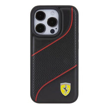 Заредете изображение във визуализатора на галерията – Ferrari Perforated Waves Metal Logo case for iPhone 15 Pro - black
