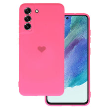 Заредете изображение във визуализатора на галерията – Vennus Silicone Heart Case for Samsung Galaxy S21 FE design 1 fuchsia
