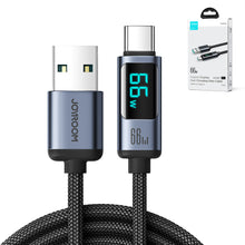 Заредете изображение във визуализатора на галерията – USB C - USB A cable 66W 1.2m with LED display Joyroom S-AC066A16 - black
