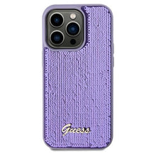 Заредете изображение във визуализатора на галерията – Guess Sequin Script Metal case for iPhone 13 Pro / 13 - purple
