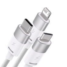 Заредете изображение във визуализатора на галерията – Baseus StarSpeed 3in1 cable USB-A - Micro-USB / Lightning / USB-C 3.5A 1.2m white
