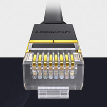 Заредете изображение във визуализатора на галерията – Ugreen Ethernet patch cord U/FTP Cat. 7 10Gb/s flat 0.5m black (NW106)
