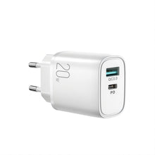 Заредете изображение във визуализатора на галерията – Joyroom fast charger USB-A QC3.0 / USB-C PD white (L-QP2011)
