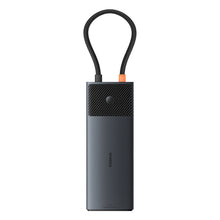 Заредете изображение във визуализатора на галерията – USB HUB 11in1 Baseus Metal Gleam Series II USB-A/USB-C PD/HDMI/DP/RJ45/SD/TF - black
