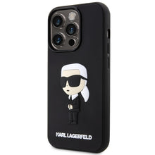 Заредете изображение във визуализатора на галерията – Original Pouch KARL LAGERFELD hardcase Rubber Ikonik 3D KLHCP14X3DRKINK for Iphone 14 Pro Max Black
