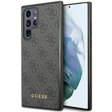 Заредете изображение във визуализатора на галерията – Guess GUHCS23LG4GFGR S23 Ultra S918 grey/grey hardcase 4G Metal Gold Logo
