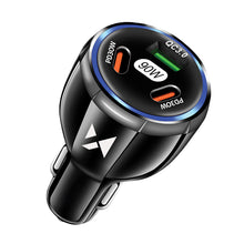 Заредете изображение във визуализатора на галерията – Wozinsky WCCCA car charger 2x USB-C 1x USB-A 90W PD QC - black
