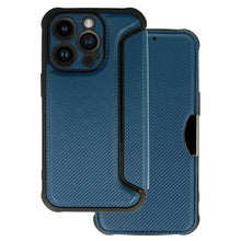 Заредете изображение във визуализатора на галерията – Razor Carbon Book Case for Iphone 14 Pro navy

