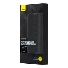 Заредете изображение във визуализатора на галерията – Baseus Set of 2x Tempered Glass for iPhone 14 Pro Max Full Screen with Speaker Cover 0.3mm + Mounting Frame

