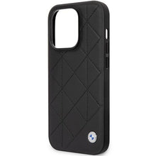 Заредете изображение във визуализатора на галерията – Case BMW BMHCP14L22RQDK iPhone 14 Pro 6.1" black/black Leather Quilted

