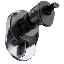 Заредете изображение във визуализатора на галерията – HOCO car holder to air vent with wilress charging support MagSafe HW12 black
