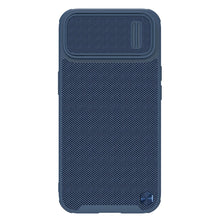 Заредете изображение във визуализатора на галерията – Nillkin Textured S Case iPhone 14 Plus armored case with camera cover blue
