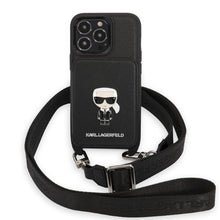 Заредете изображение във визуализатора на галерията – Karl Lagerfeld KLHCP13LSAIPCK iPhone 13 Pro / 13 6.1" hardcase black/black Saffiano Metal Ikonik
