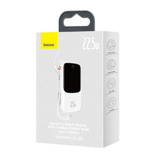 Заредете изображение във визуализатора на галерията – Baseus Qpow Digital Display powerbank with fast charging 10000mAh 22.5W QC/PD/SCP/FCP with built-in USB-C cable white
