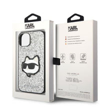 Заредете изображение във визуализатора на галерията – Karl Lagerfeld KLHCP14MG2CPS iPhone 14 Plus 6.7" silver/silver hardcase Glitter Choupette Patch
