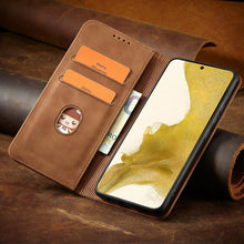 Заредете изображение във визуализатора на галерията – Magnet Fancy Case for Samsung Galaxy S23+ flip cover wallet stand brown
