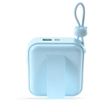 Заредете изображение във визуализатора на галерията – Joyroom power bank with USB C and Lightning cables and stand Cutie Series 10000mAh 22.5W blue (JR-L008)
