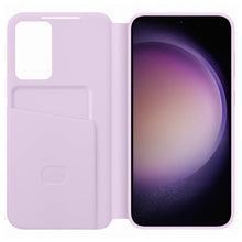 Заредете изображение във визуализатора на галерията – Samsung Smart View Wallet Case for Samsung Galaxy S23+ Cover with Smart Flip Window Card Wallet Lilac (EF-ZS916CVEGWW)
