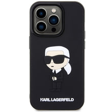Заредете изображение във визуализатора на галерията – Original Pouch KARL LAGERFELD hardcase Rubber Ikonik 3D KLHCP14X3DRKINK for Iphone 14 Pro Max Black
