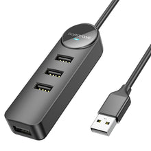 Заредете изображение във визуализатора на галерията – Borofone Adapter DH5 Erudite 4 in 1 - USB to 4xUSB 3.0 - 0,2 metres black
