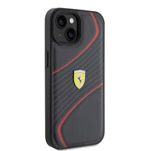 Заредете изображение във визуализатора на галерията – Ferrari FEHCP15SPTWK iPhone 15 6.1" black/black hardcase Twist Metal Logo
