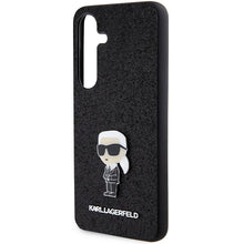 Заредете изображение във визуализатора на галерията – Karl Lagerfeld Fixed Glitter Ikonik Logo Metal Pin case for Samsung Galaxy S24 - black
