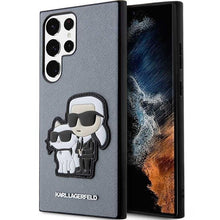 Заредете изображение във визуализатора на галерията – Karl Lagerfeld KLHCS23LSANKCPG S23 Ultra S918 hardcase grey/grey Saffiano Karl &amp; Choupette
