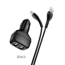 Заредете изображение във визуализатора на галерията – HOCO car charger 2xUSB + cable Type C 2,4A Leader Z36 black

