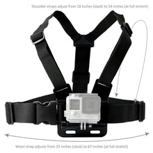 Заредете изображение във визуализатора на галерията – Adjustable harness for a sports camera with a rotating tripod and a phone stand
