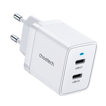 Заредете изображение във визуализатора на галерията – Choetech 2xUSB-C PD 40W charger white (Q5006-EU)
