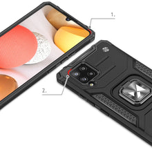 Заредете изображение във визуализатора на галерията – Wozinsky Ring Armor Case Kickstand Tough Rugged Cover for Samsung Galaxy A42 5G blue
