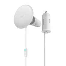 Заредете изображение във визуализатора на галерията – Baseus wireless car charger with MagSafe 15W holder for air vent + USB Type C 25W white (CW01)
