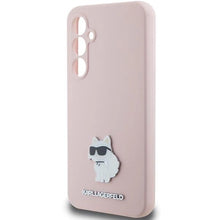 Заредете изображение във визуализатора на галерията – Karl Lagerfeld Silicone Choupette Metal Pin case for Samsung Galaxy S23 FE - pink
