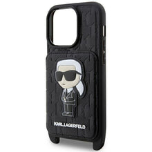 Заредете изображение във визуализатора на галерията – Karl Lagerfeld KLHCP14XCSAKHPKK iPhone 14 Pro Max 6.7" hardcase black/black Crossbody Saffiano Monogram Ikonik

