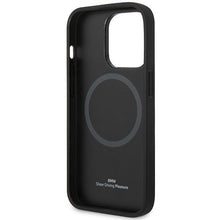 Заредете изображение във визуализатора на галерията – Case BMW BMHMP14L22RPSK iPhone 14 Pro 6.1" black/black Leather Seats Pattern MagSafe
