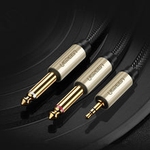 Заредете изображение във визуализатора на галерията – Ugreen cable audio cable mini jack 3.5 mm - 2 x jack 6.35 mm 2m gray (AV126)
