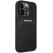 Заредете изображение във визуализатора на галерията – AMG AMHMP14LOSDBK iPhone 14 Pro 6.1" black/black hardcase Leather Curved Lines MagSafe
