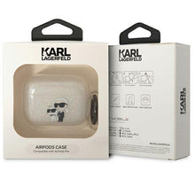 Заредете изображение във визуализатора на галерията – Karl Lagerfeld KLAPHNKCTGT Airpods Pro cover transparent Gliter Karl&amp;Choupette
