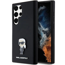 Заредете изображение във визуализатора на галерията – Karl Lagerfeld Silicone Ikonik Metal Pin case for Samsung Galaxy S23 Ultra - black

