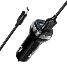 Заредете изображение във визуализатора на галерията – HOCO car charger 2x USB A + cable USB A to Type C 2,4A Z40 black
