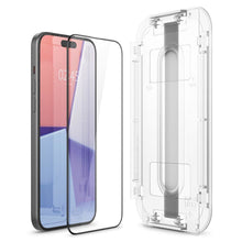 Заредете изображение във визуализатора на галерията – TEMPERED GLASS Spigen GLAS.TR "EZ FIT" FC IPHONE 15 BLACK
