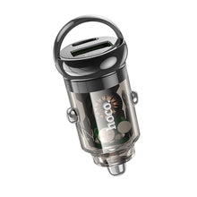Заредете изображение във визуализатора на галерията – HOCO car charger Type C PD30W + USB QC3.0 Z53A VISION transparent black
