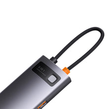 Заредете изображение във визуализатора на галерията – HUB 8in1 Baseus StarJoy USB-C to USB-C PD / 3x USB-A / HDMI / RJ-45 / SD TF - gray
