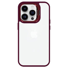 Заредете изображение във визуализатора на галерията – Tel Protect Kickstand case + camera glass (lens) for Iphone 15 Plus burgundy
