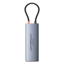 Заредете изображение във визуализатора на галерията – HUB 11in1 Baseus Metal Gleam Series USB-C to USB-C PD / USB-C / 3x USB-A / HDMI / AUX / RJ-45 / SD TF - gray
